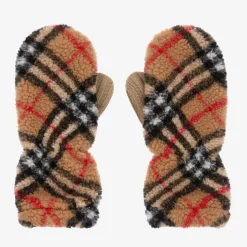 Archive Beige Wool Vintage Check Mittens