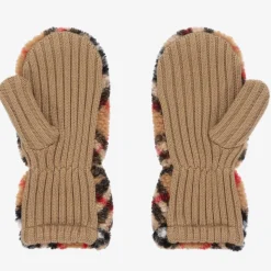 Archive Beige Wool Vintage Check Mittens
