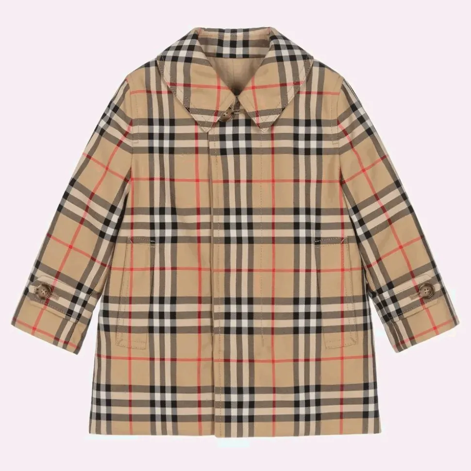 Baby Boys Beige Check Reversible Car Coat