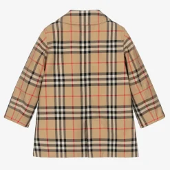 Baby Boys Beige Check Reversible Car Coat