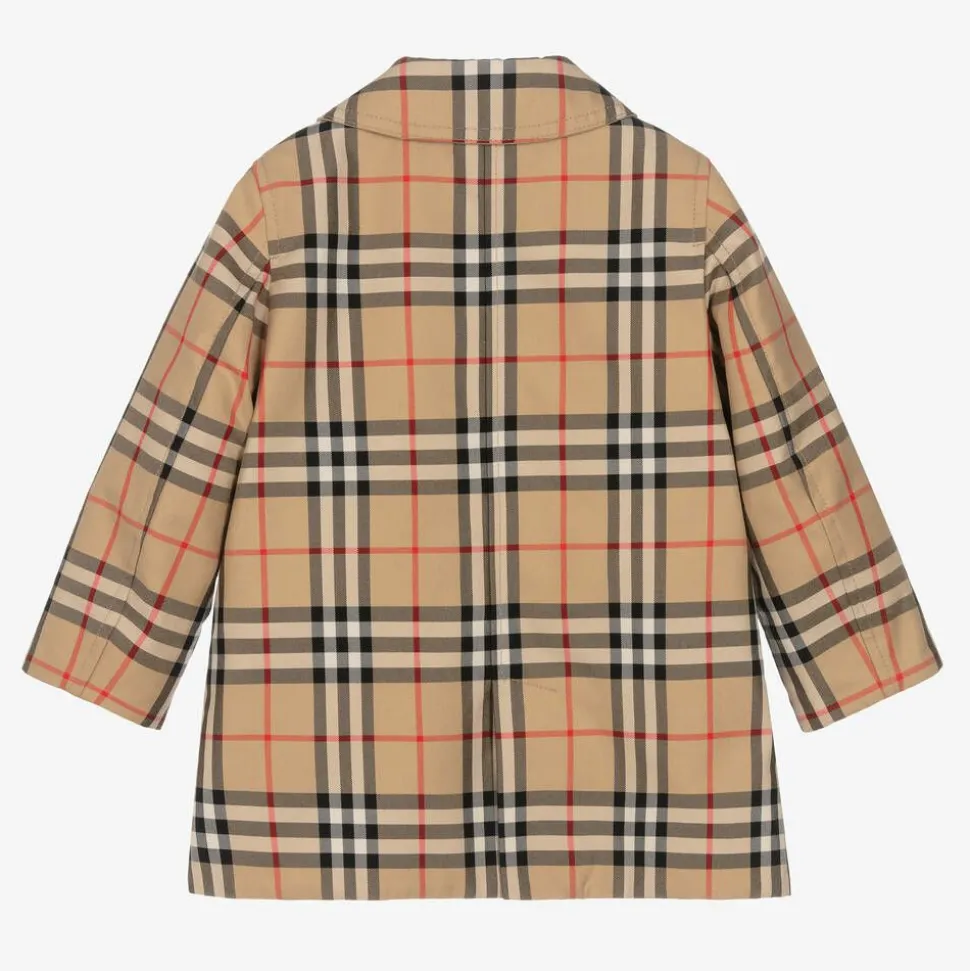 Baby Boys Beige Check Reversible Car Coat