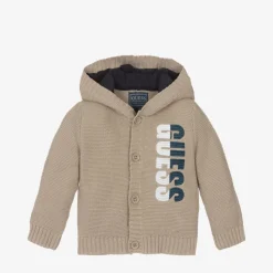 Baby Boys Beige Cotton Knitted Cardigan