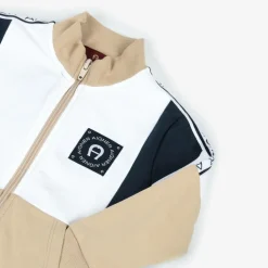 Baby Boys Beige Cotton Zip-Up Top