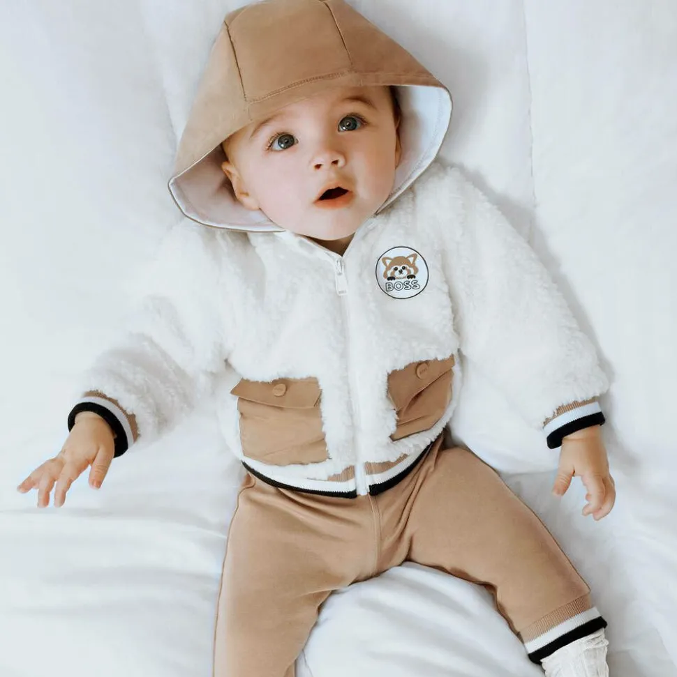 Baby Boys Beige Fleece Tracksuit