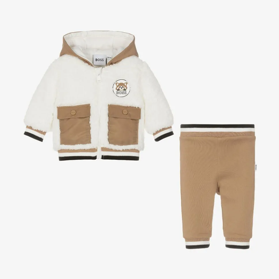 Baby Boys Beige Fleece Tracksuit