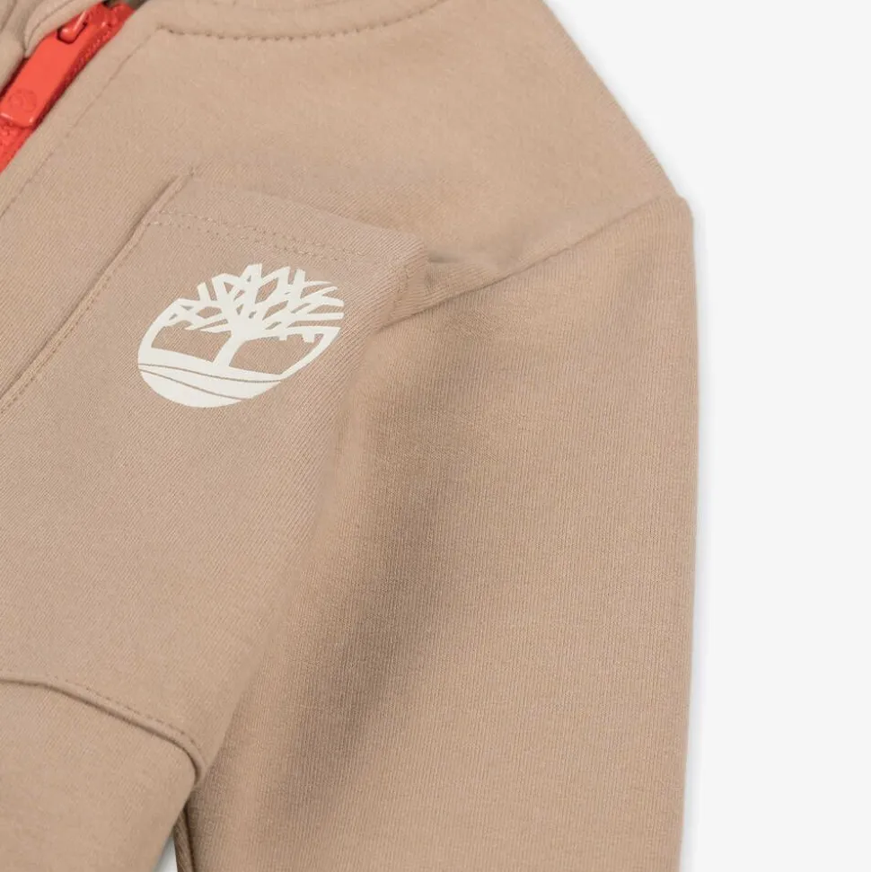 Baby Boys Beige Organic Zip-Up Top