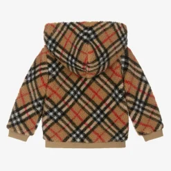 Baby Boys Beige Vintage Check Zip-Up Hoodie