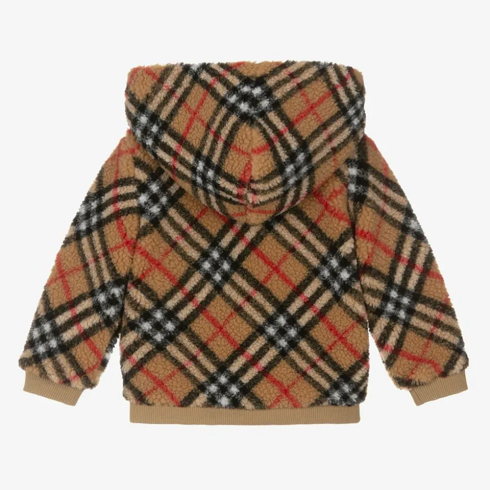 Baby Boys Beige Vintage Check Zip-Up Hoodie