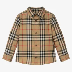 Baby Boys Beige Vintage Check Cotton Shirt