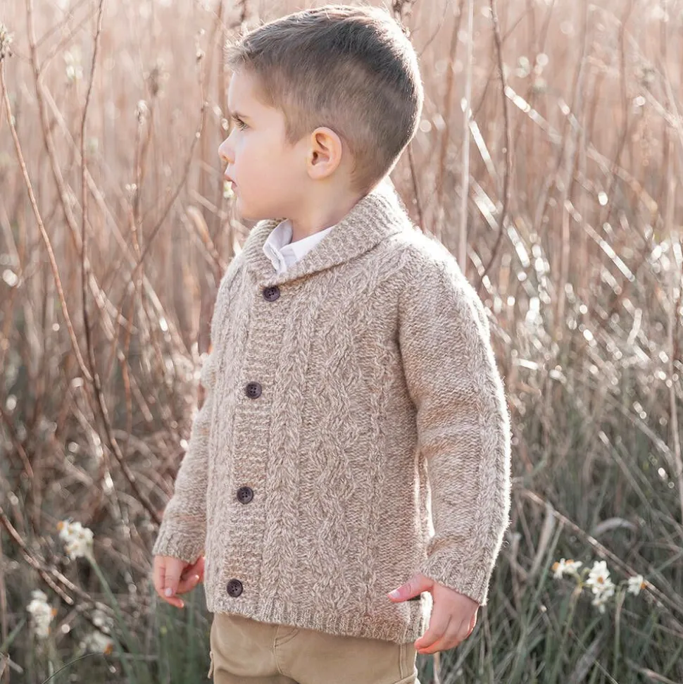 Baby Boys Beige Wool Cardigan