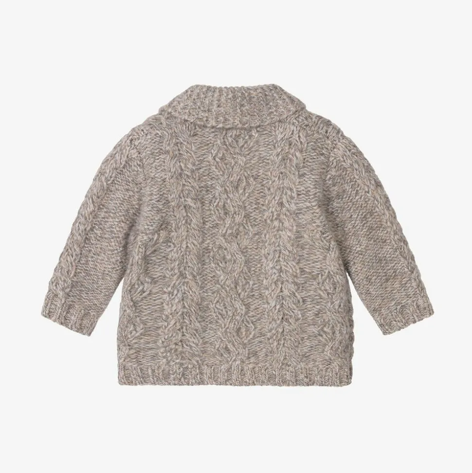 Baby Boys Beige Wool Cardigan