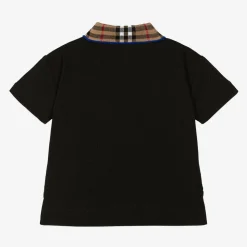 Baby Boys Black Check Polo Shirt