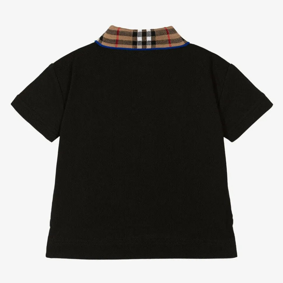 Baby Boys Black Check Polo Shirt