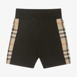 Baby Boys Black Cotton Check Shorts