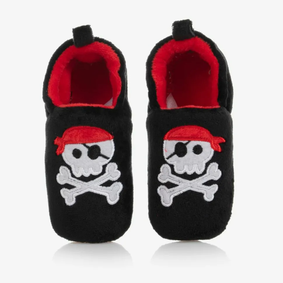 Baby Boys Black Pirate Slippers