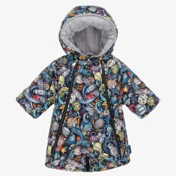 Baby Boys Black Space Print 2-in-1 Snowsuit