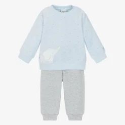 Baby Boys Blue & Grey Elephant Tracksuit