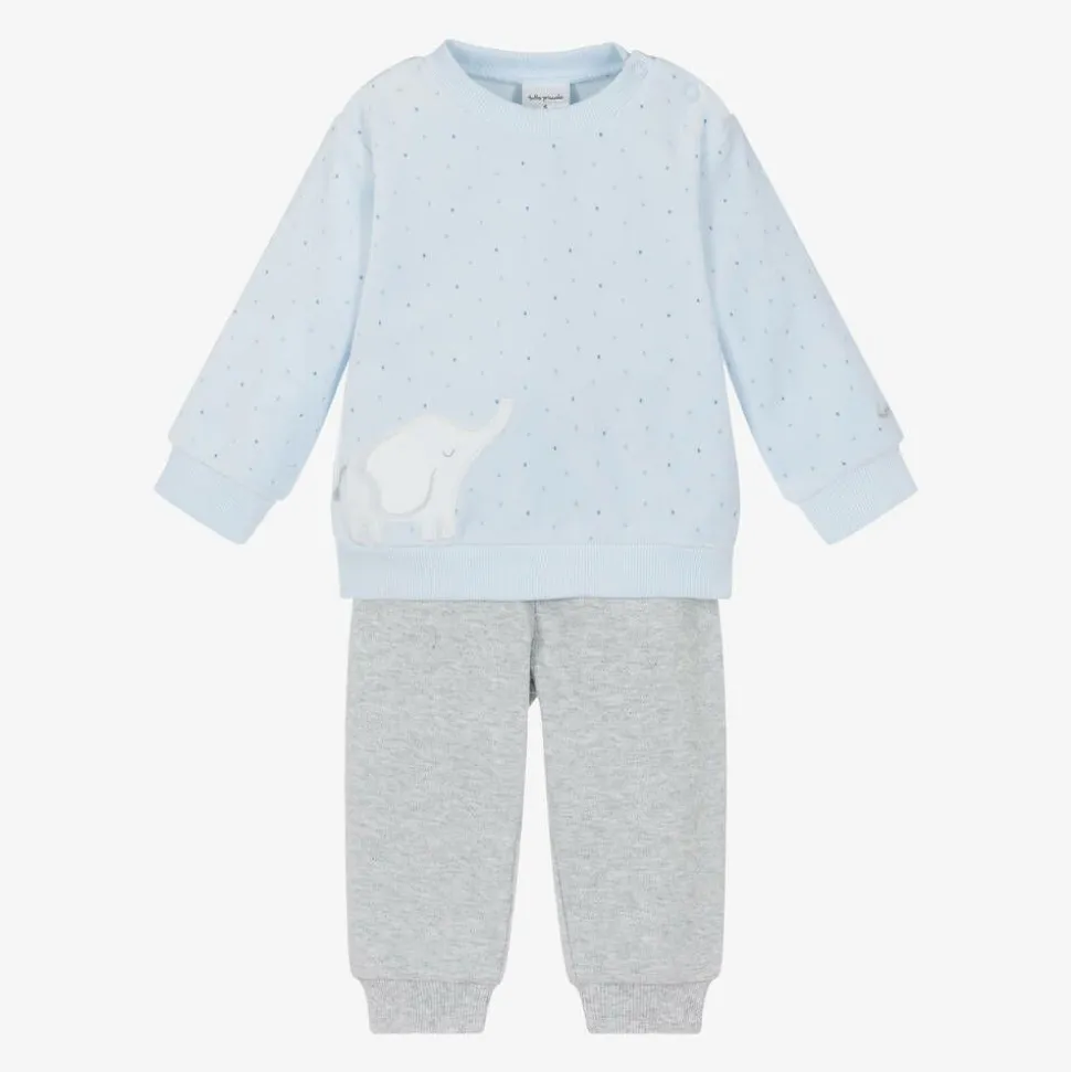 Baby Boys Blue & Grey Elephant Tracksuit