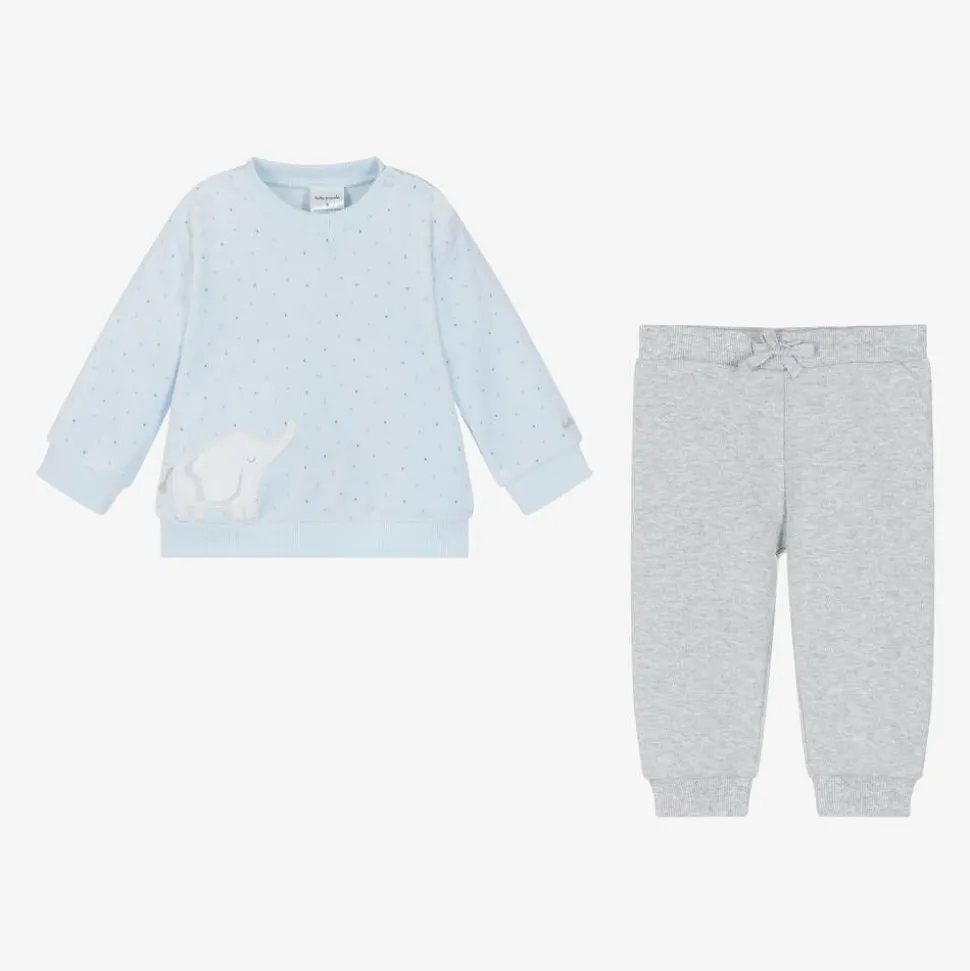 Baby Boys Blue & Grey Elephant Tracksuit