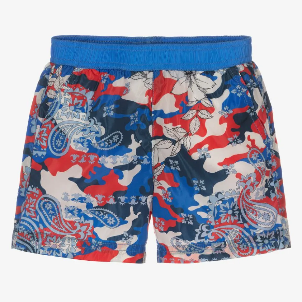 Baby Boys Blue Camouflage Print Swim Shorts