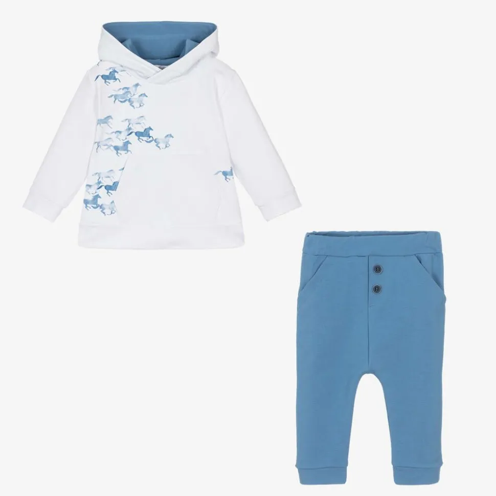 Baby Boys Blue Cotton Horse Tracksuit