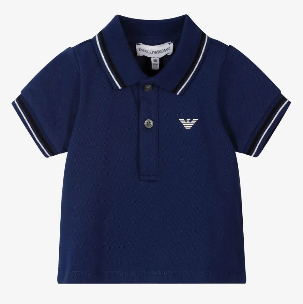 Baby Boys Blue Cotton Polo Shirt
