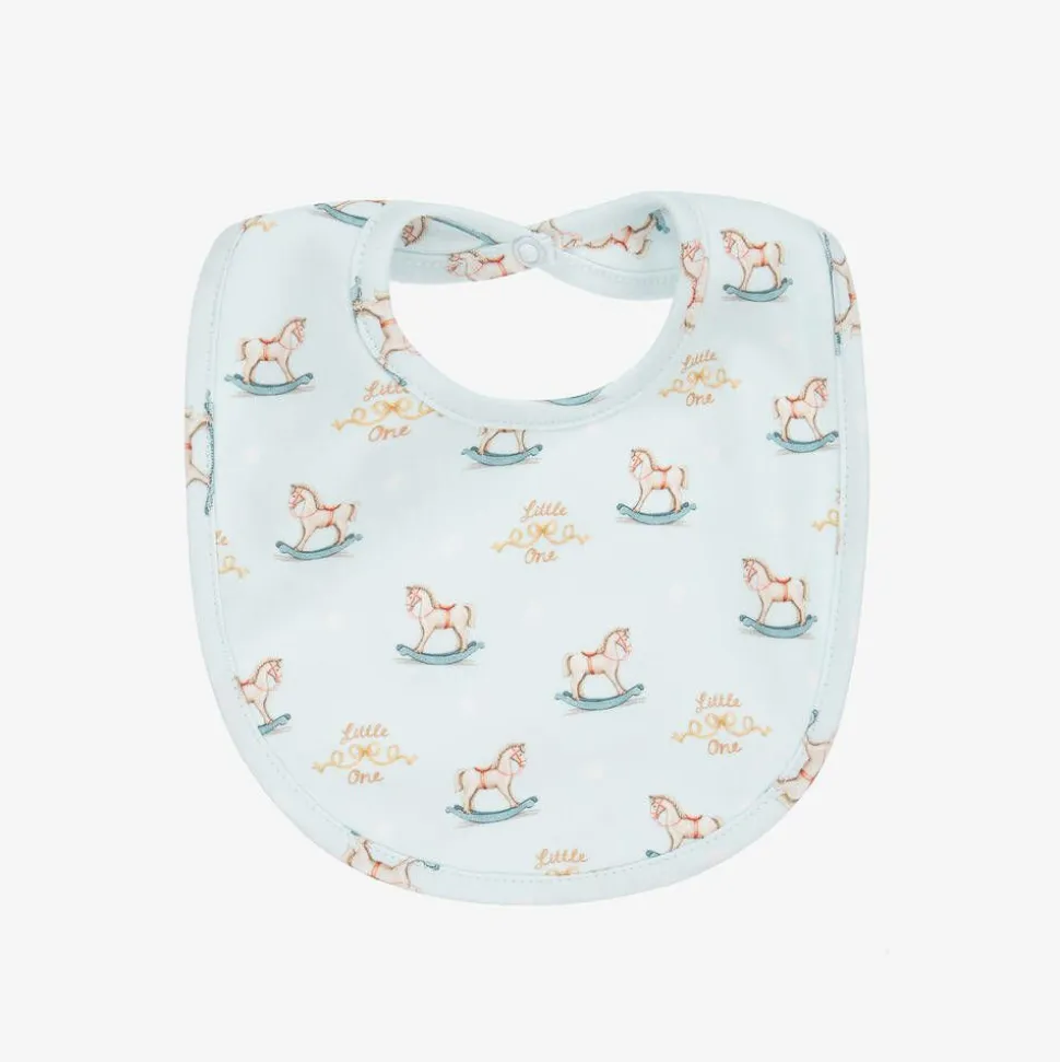Baby Boys Blue Cotton Rocking Horse Bib