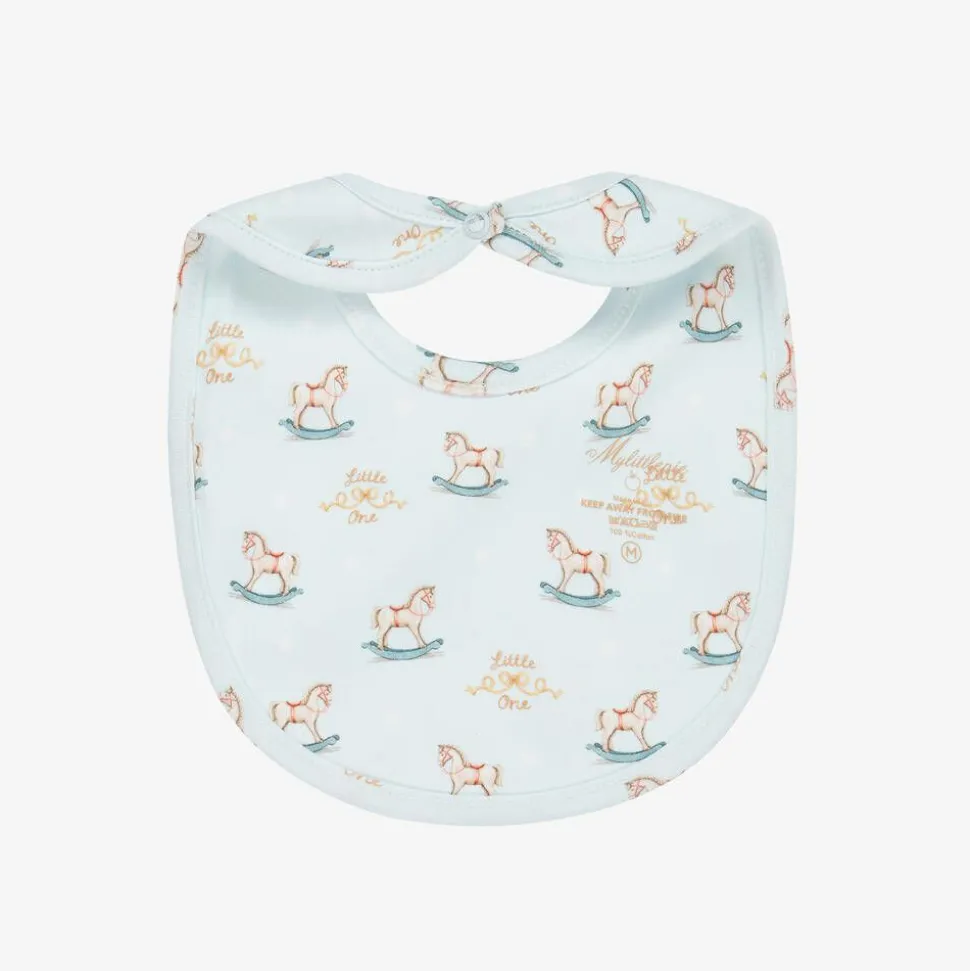 Baby Boys Blue Cotton Rocking Horse Bib