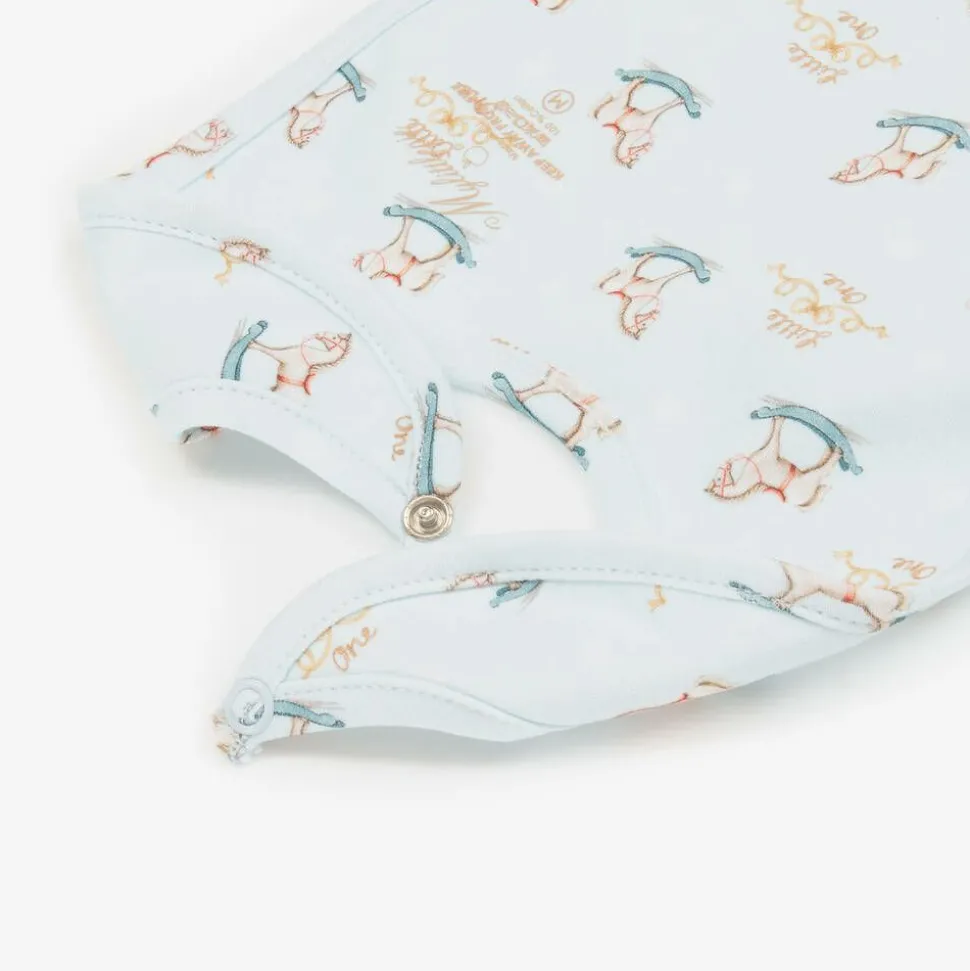 Baby Boys Blue Cotton Rocking Horse Bib