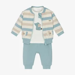 Baby Boys Blue Cotton Tracksuit Set