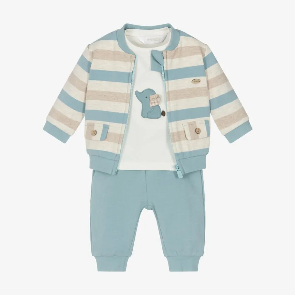 Baby Boys Blue Cotton Tracksuit Set