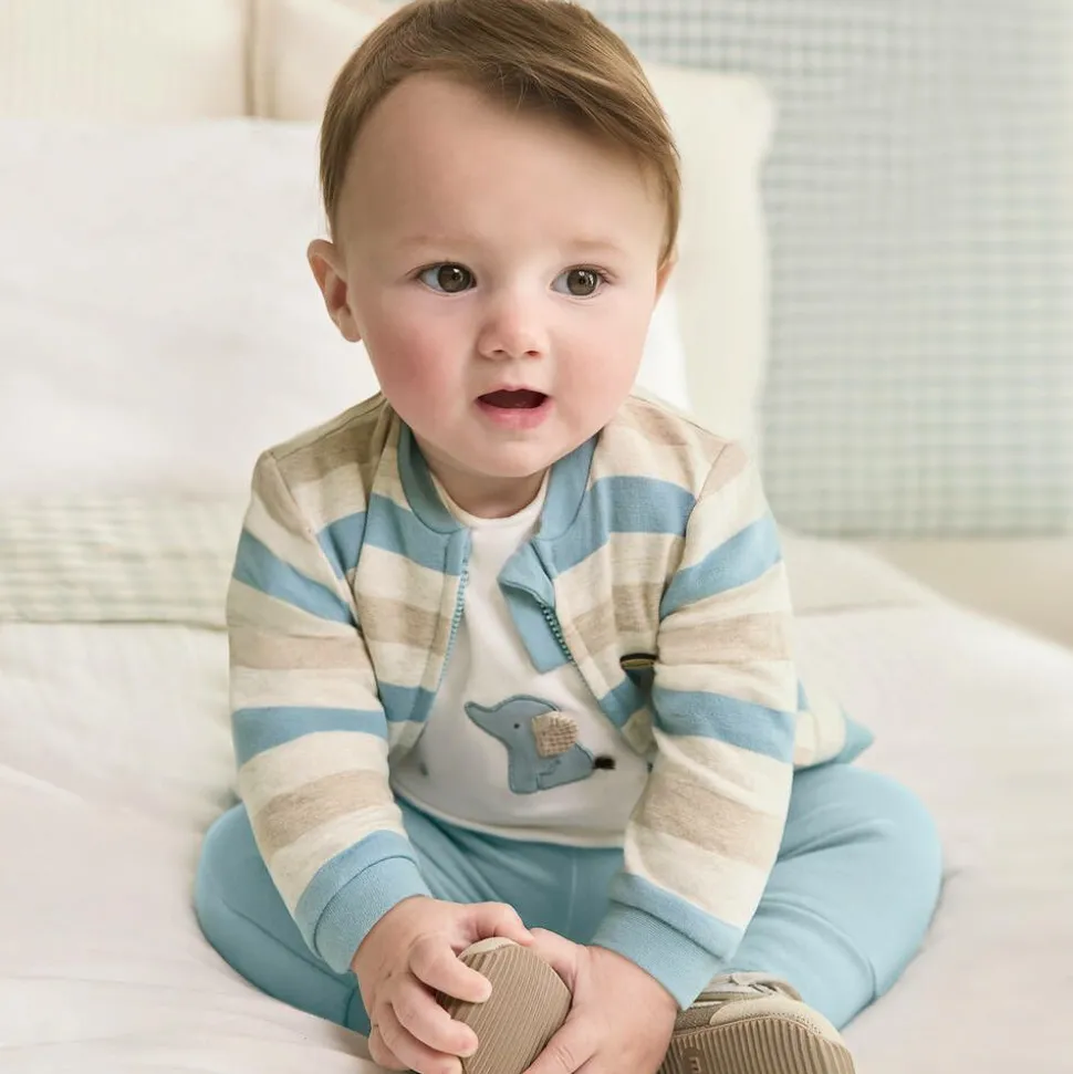 Baby Boys Blue Cotton Tracksuit Set