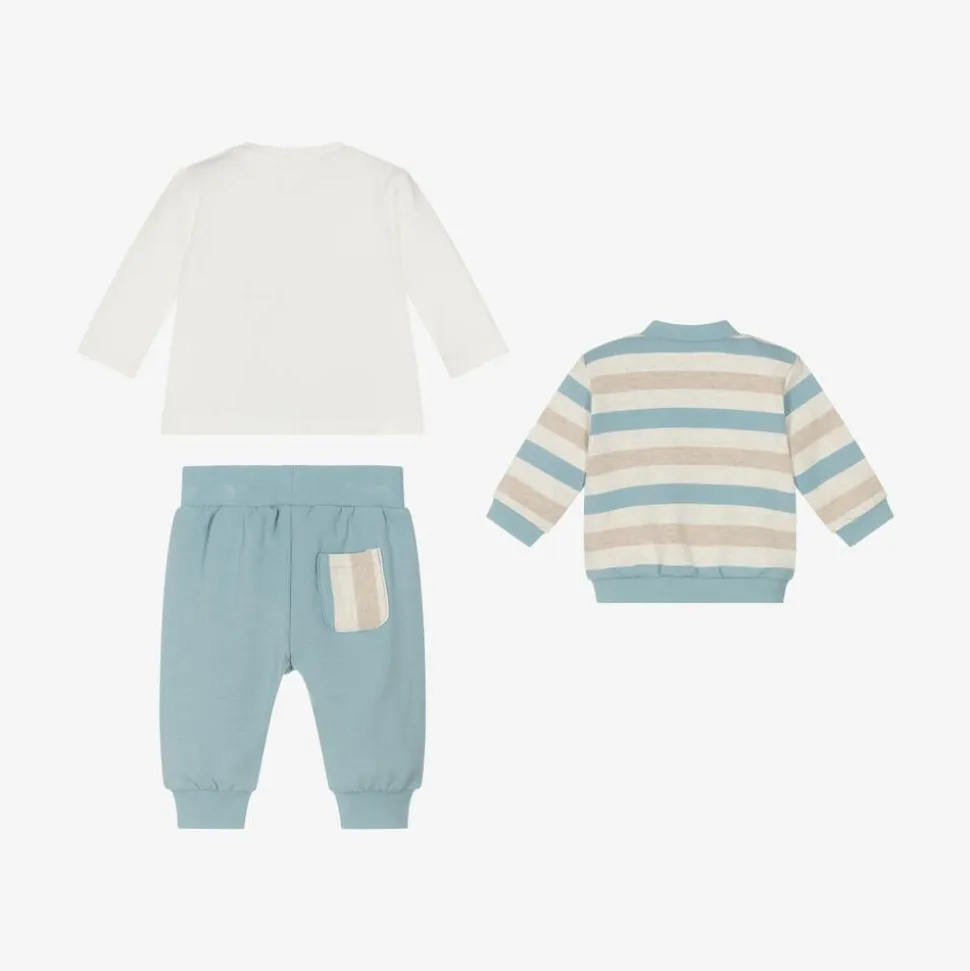 Baby Boys Blue Cotton Tracksuit Set