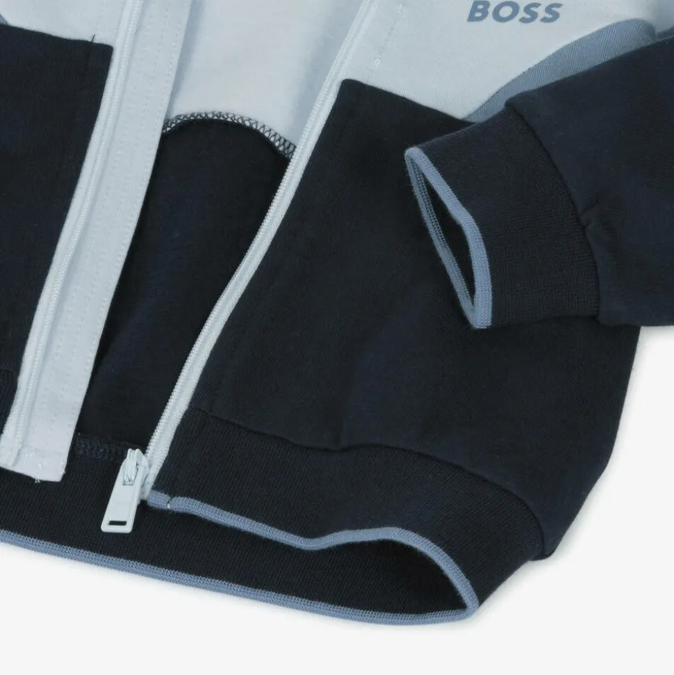 Baby Boys Blue Cotton Tracksuit Set