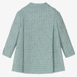 Baby Boys Blue Damier Wool Check Coat