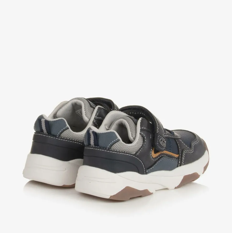 Baby Boys Blue Faux Leather Trainers