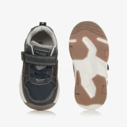 Baby Boys Blue Faux Leather Trainers