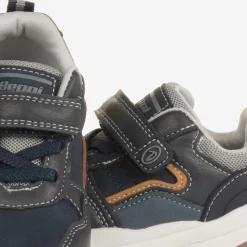 Baby Boys Blue Faux Leather Trainers