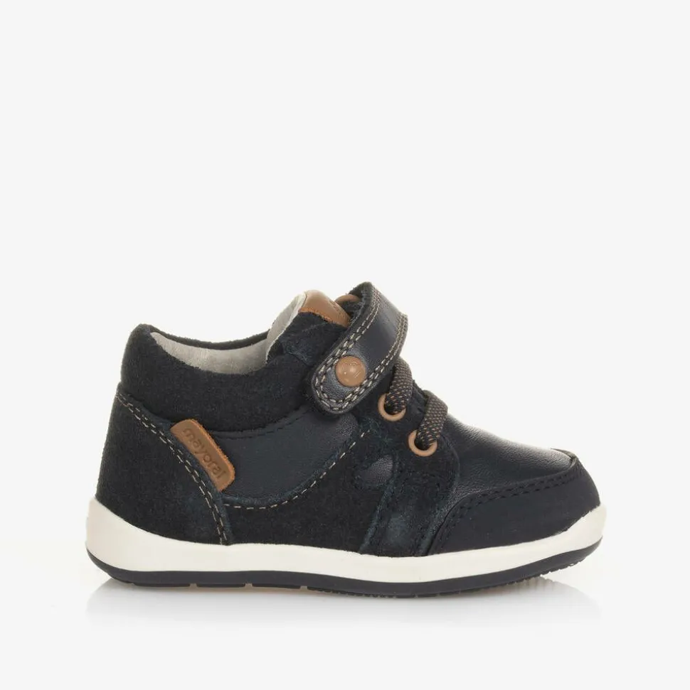 Baby Boys Blue Leather First Walkers