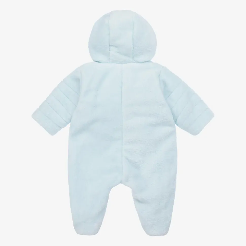 Baby Boys Blue Plush Teddy Pramsuit