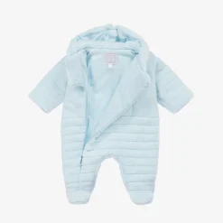 Baby Boys Blue Plush Teddy Pramsuit