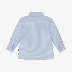 Baby Boys Blue Striped Panel Cotton Shirt