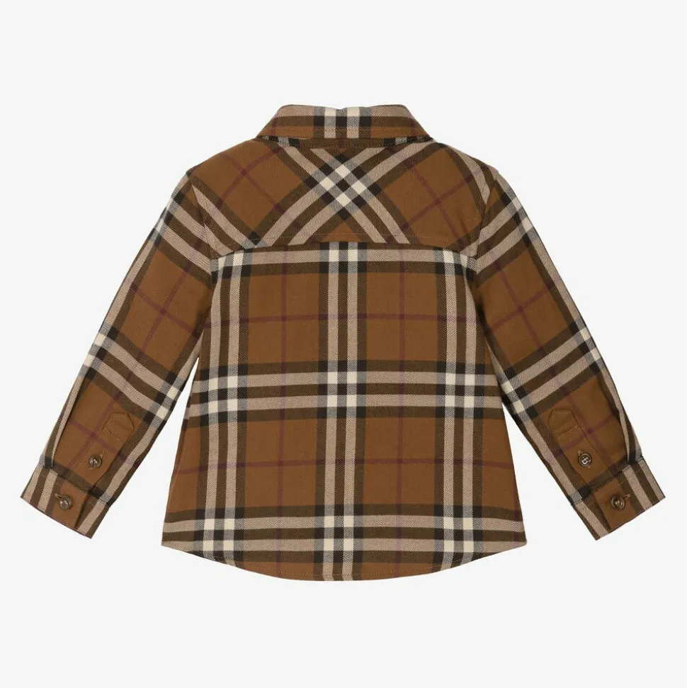 Baby Boys Brown Checked Cotton Shirt