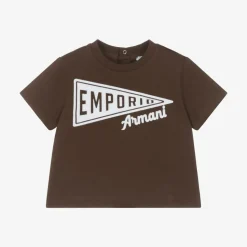 Baby Boys Brown Cotton Pennant T-Shirt