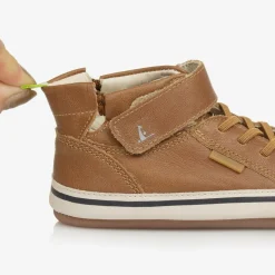 Baby Boys Brown Leather High-Top Trainers