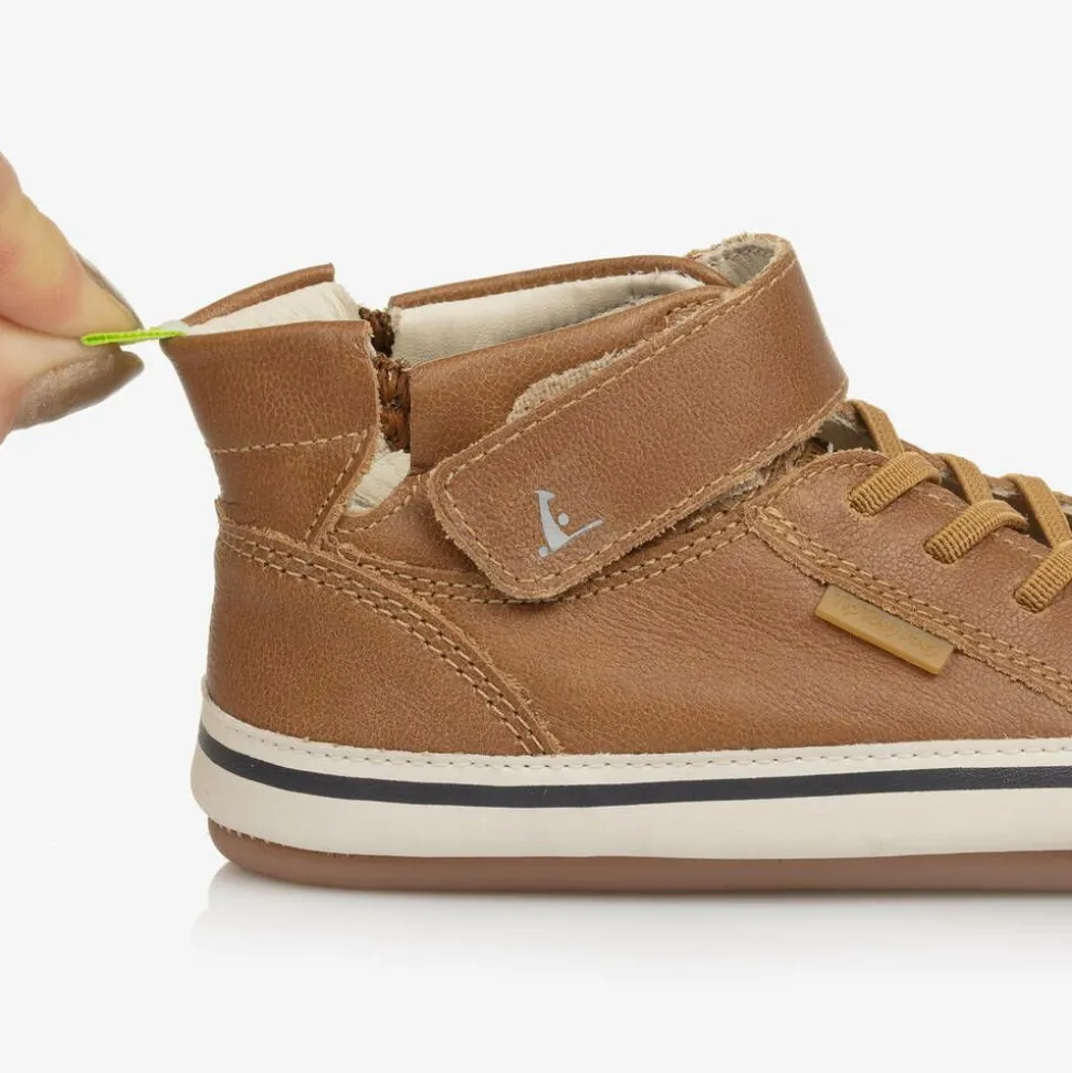 Baby Boys Brown Leather High-Top Trainers