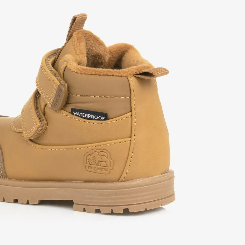 Baby Boys Brown Waterproof Velcro Boots