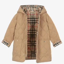 Baby Boys Dark Beige Diamond Quilted Coat