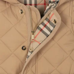 Baby Boys Dark Beige Diamond Quilted Coat