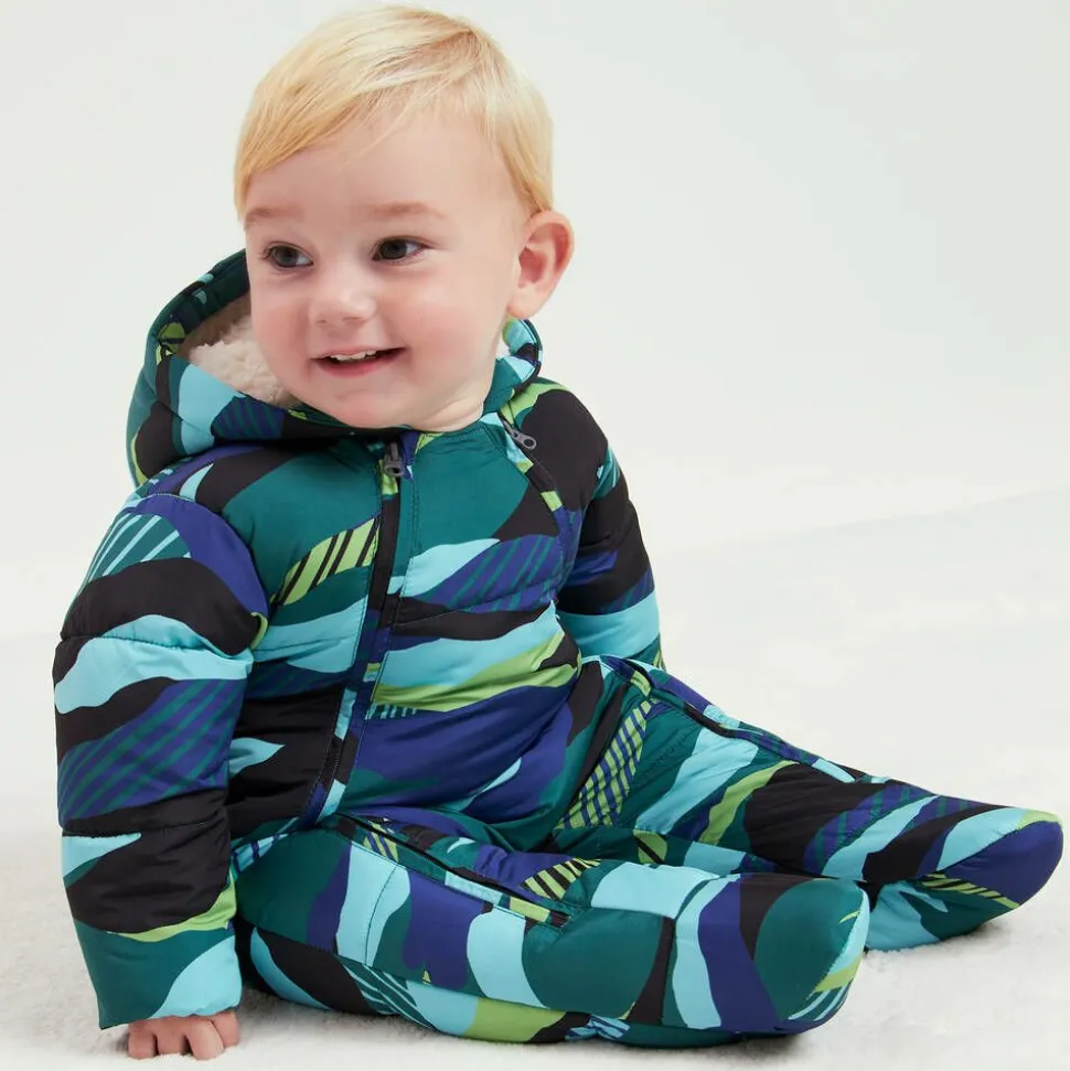 Baby Boys Green & Blue Puffer Snowsuit